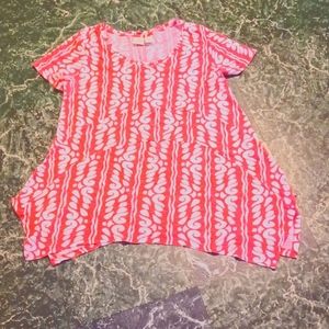 Caribbean Joe top women's size large  pink and white